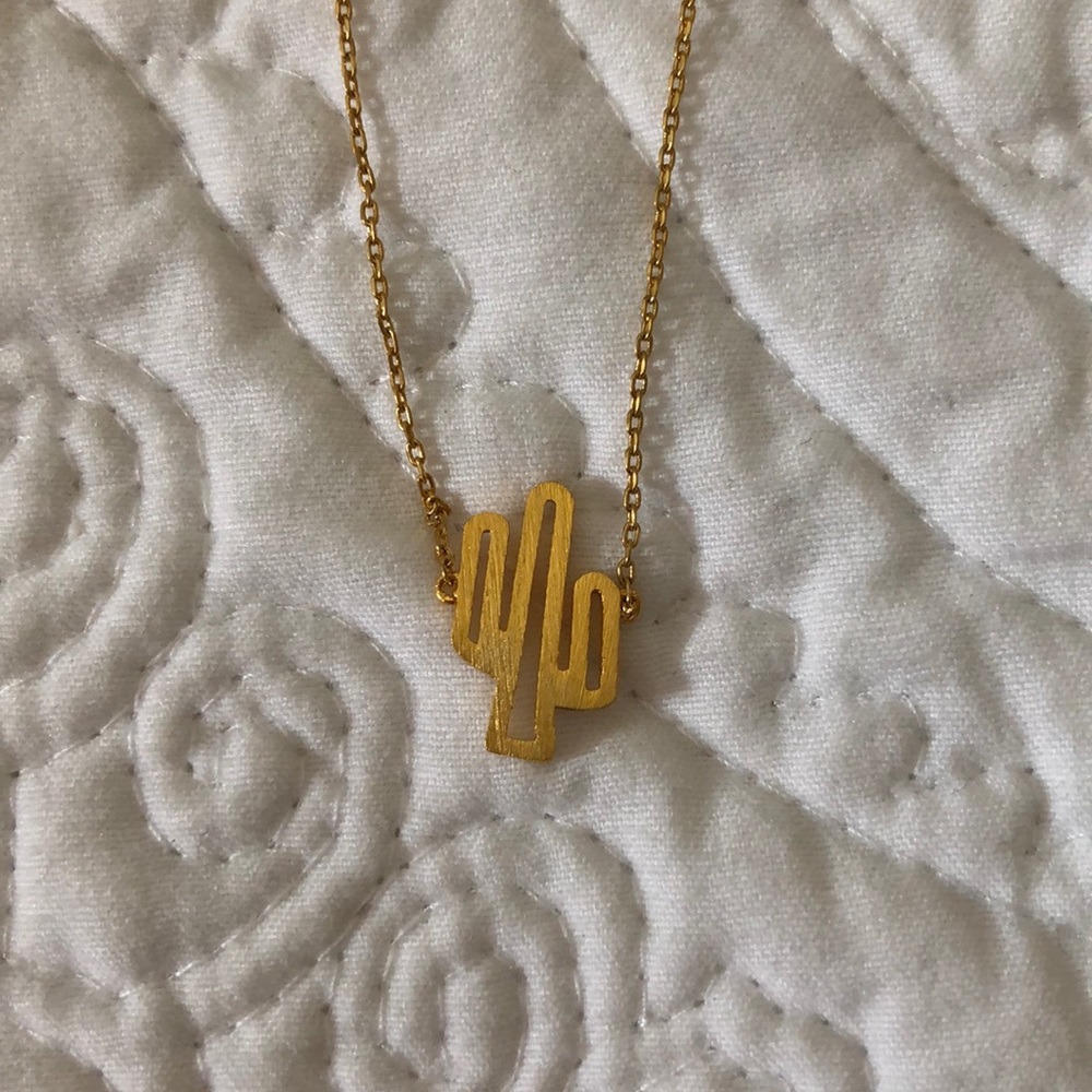 Gold cactus necklace